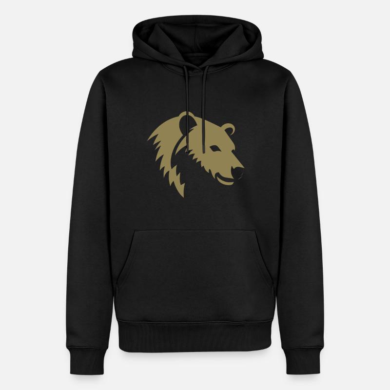 Bär Silhouette eines Eisbärkopfes - Männer Premium Bio Hoodie - Schwarz