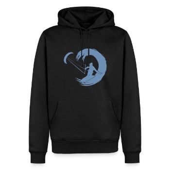Kitesurfer Silhouette Aventure De Vagues Géantes - Sweat à capuche Premium bio Homme - noir - Devant - Nico (187cm)