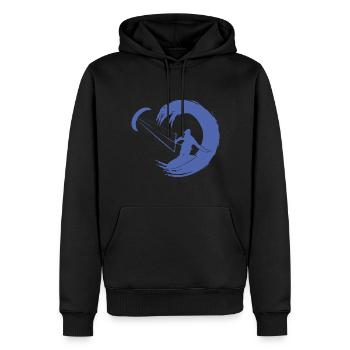 Kitesurfer Silhouette Aventure De Vagues Géantes - Sweat à capuche Premium bio Homme - noir - Devant - Nico (187cm)