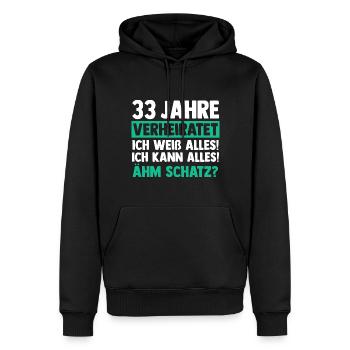 Ehe Zinnhochzeit 33 Jahre Verheiratet Hochzeitstag - Männer Premium Bio Hoodie - Schwarz - Vorne - Nico (187cm)