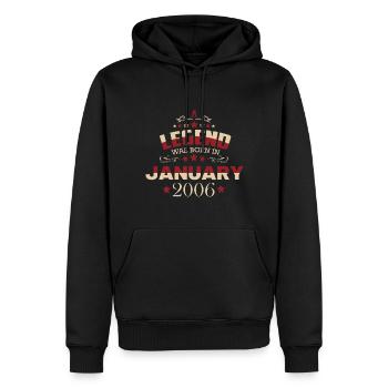 Une légende est née en janvier 2006 - Sweat à capuche Premium bio Homme - noir - Devant - Nico (187cm)