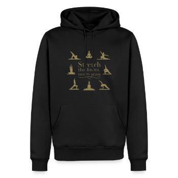 Stretch Boundaries, Not Years: Yoga Inspiration - Men’s Premium Organic Hoodie - black - Front - Nico (187cm)