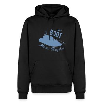 Mein Boot meine Regeln Motorboot - Männer Premium Bio Hoodie - Schwarz - Vorne - Nico (187cm)