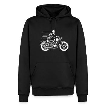 Skeleton à moto - Sweat à capuche Premium bio Homme - noir - Devant - Nico (187cm)