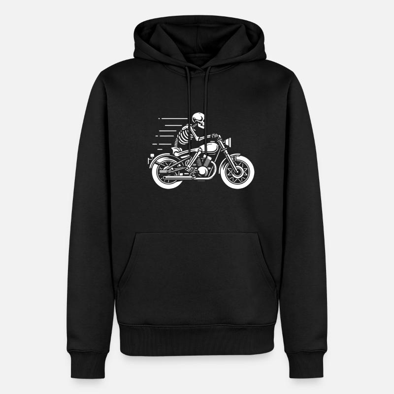 Skeleton à moto - Sweat à capuche Premium bio Homme - noir