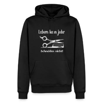 Friseur-Spruch - Männer Premium Bio Hoodie - Schwarz - Vorne - Nico (187cm)