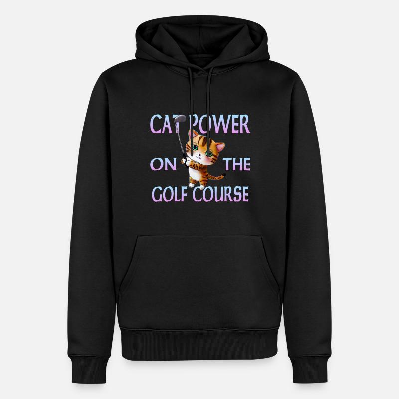 Chat de golf - Sweat à capuche Premium bio Homme - noir