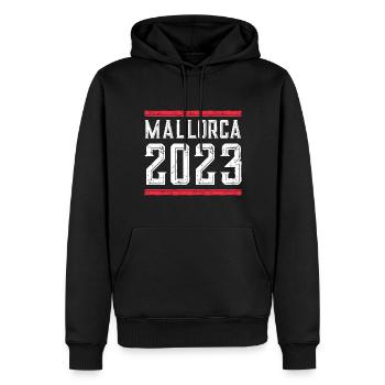 Mallorca 2023 - Männer Premium Bio Hoodie - Schwarz - Vorne - Nico (187cm)