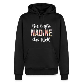 Nadine - Männer Premium Bio Hoodie - Schwarz - Vorne - Nico (187cm)