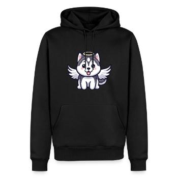 Dobermann Engel Welpe Design - Männer Premium Bio Hoodie - Schwarz - Vorne - Nico (187cm)