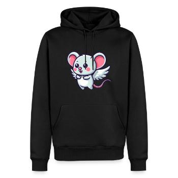 Himmlische Maus: Niedliches Nagetier mit - Männer Premium Bio Hoodie - Schwarz - Vorne - Nico (187cm)