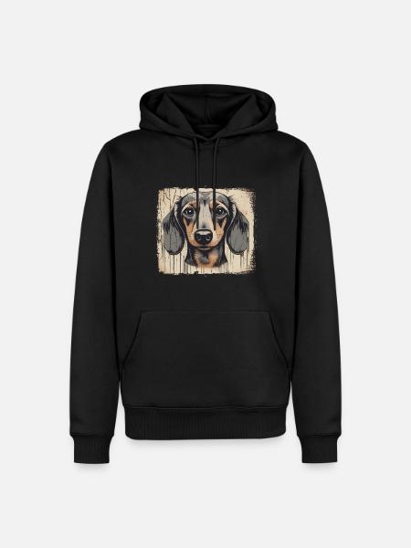 Dackel Teckel Kurzhaardackel Dachshund - Männer Premium Bio Hoodie - Schwarz