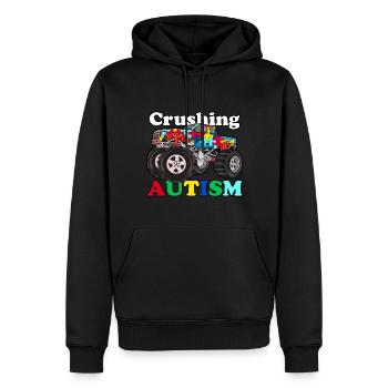 Crushing Autism Monster Truck shirt - Men’s Premium Organic Hoodie - black - Front - Nico (187cm)