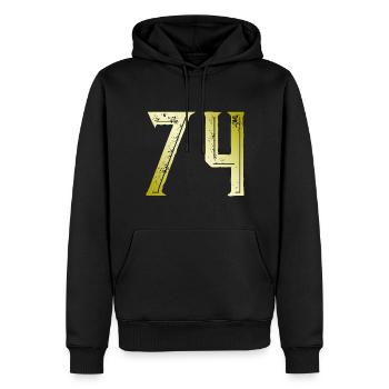 74 number symbol - Men’s Premium Organic Hoodie - black - Front - Nico (187cm)
