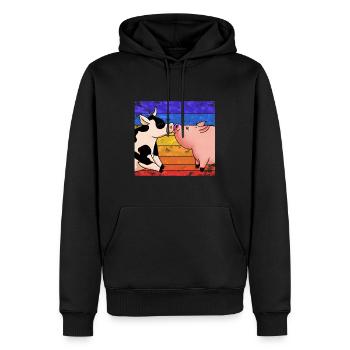 Kuh küsst Schwein - Männer Premium Bio Hoodie - Schwarz - Vorne - Nico (187cm)