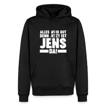 Jens - Männer Premium Bio Hoodie - Schwarz - Vorne - Nico (187cm)