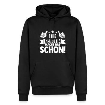Kerstin - Männer Premium Bio Hoodie - Schwarz - Vorne - Nico (187cm)