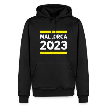 Mallorca 2023 - Männer Premium Bio Hoodie - Schwarz - Vorne - Nico (187cm)