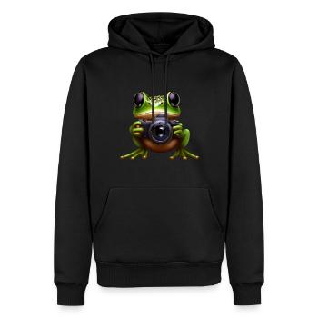 Frog photographer in action - Men’s Premium Organic Hoodie - black - Front - Nico (187cm)