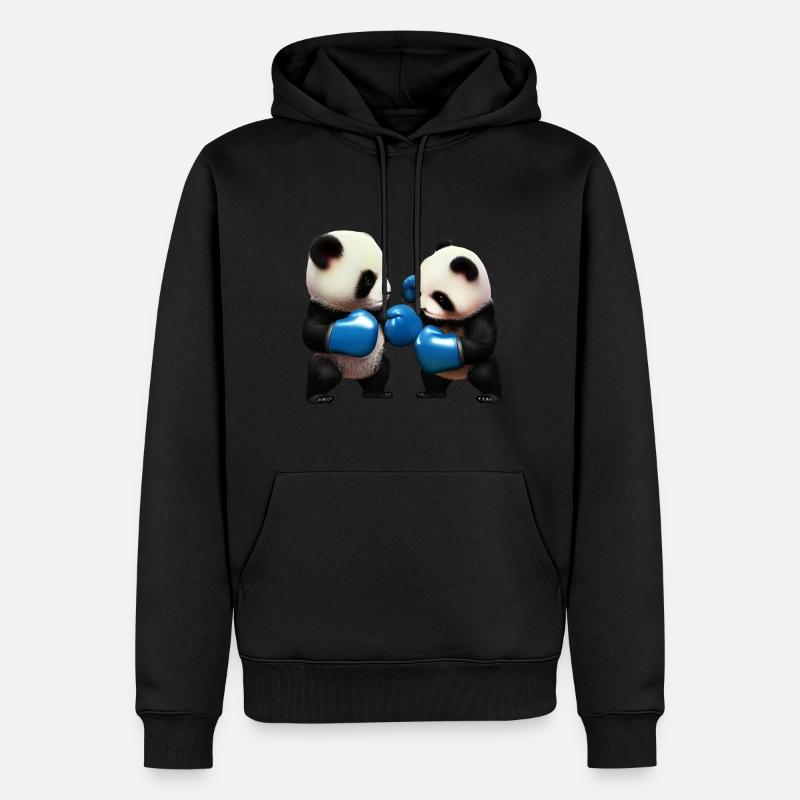 Kämpfende Panda Bären - Männer Premium Bio Hoodie - Schwarz
