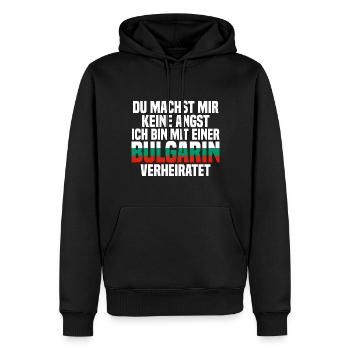 Du machst mir Keine Angst ich bin mit einer Bulgar - Männer Premium Bio Hoodie - Schwarz - Vorne - Nico (187cm)