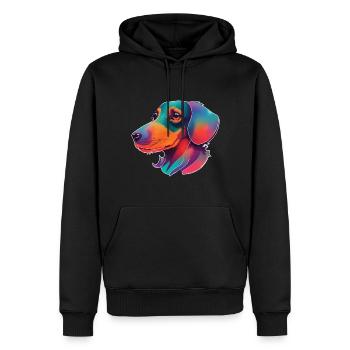 Farbenfrohes Dackel Hunde Kunstwerk - Männer Premium Bio Hoodie - Schwarz - Vorne - Nico (187cm)