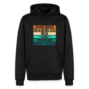 Bier Pinguin - Männer Premium Bio Hoodie - Schwarz - Vorne - Nico (187cm)