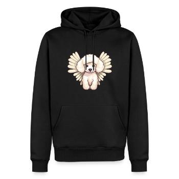Süßer weißer Pudel mit Engel-Flügeln - - Männer Premium Bio Hoodie - Schwarz - Vorne - Nico (187cm)
