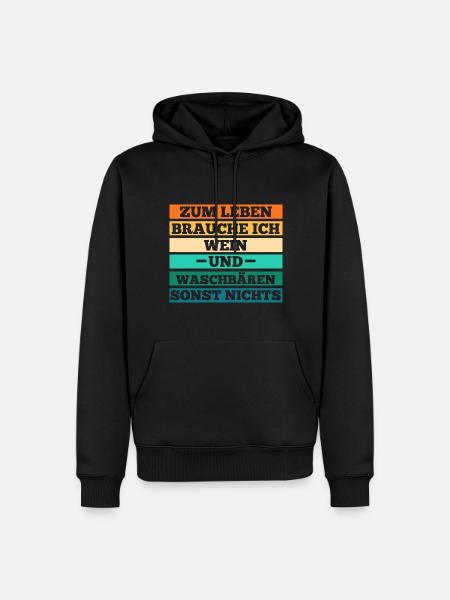 Wein Waschbär - Männer Premium Bio Hoodie - Schwarz