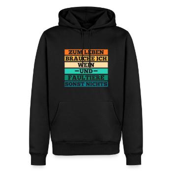 Wein Faultier - Männer Premium Bio Hoodie - Schwarz - Vorne - Nico (187cm)