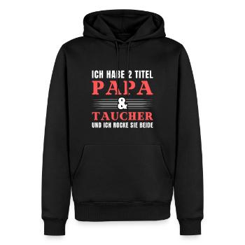 Ich habe 2 Titel Papa und Taucher - Männer Premium Bio Hoodie - Schwarz - Vorne - Nico (187cm)