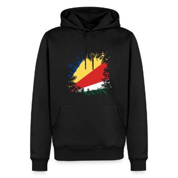 Drapeau des Seychelles Éclaboussure de peinture - Sweat à capuche Premium bio Homme - noir - Devant - Nico (187cm)