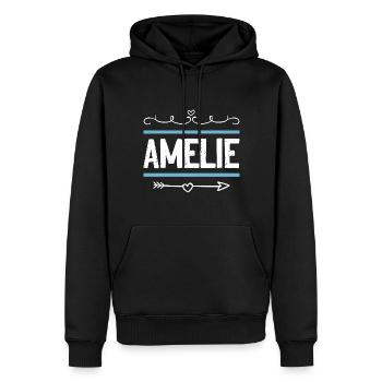 Amelie - Männer Premium Bio Hoodie - Schwarz - Vorne - Nico (187cm)