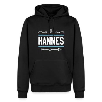 Hannes - Männer Premium Bio Hoodie - Schwarz - Vorne - Nico (187cm)