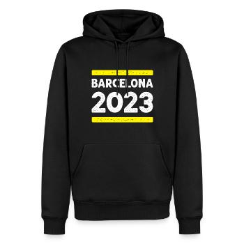 Barcelona 2023 - Männer Premium Bio Hoodie - Schwarz - Vorne - Nico (187cm)