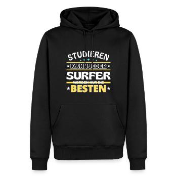 Studieren kann jeder Surfer sind die Besten - Männer Premium Bio Hoodie - Schwarz - Vorne - Nico (187cm)