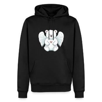 Süßer Eisbär-Engel mit Flügeln - Männer Premium Bio Hoodie - Schwarz - Vorne - Nico (187cm)