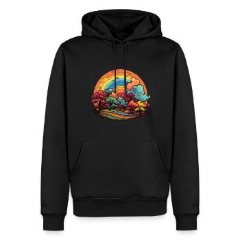 Herbstfarben-Pracht: Regenbogen aus Laub - Männer Premium Bio Hoodie - Schwarz - Vorne - Nico (187cm)