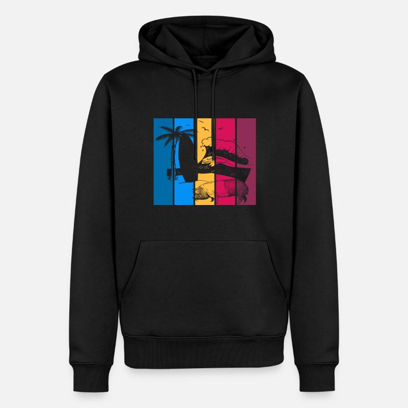Pig Surfboard Surfboard Surfer Beach - Sweat à capuche Premium bio Homme - noir
