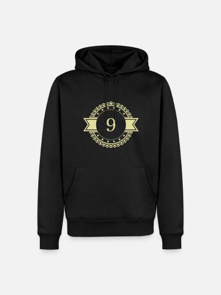 9 Number Emblem - Men’s Premium Organic Hoodie - black