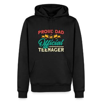 Père d’une famille d’adolescents officielle - Sweat à capuche Premium bio Homme - noir - Devant - Nico (187cm)
