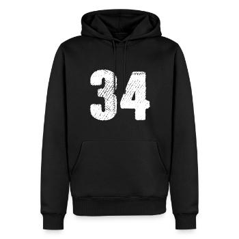 34 Zahl Trikot - Männer Premium Bio Hoodie - Schwarz - Vorne - Nico (187cm)