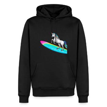 Unicorn Surfing - Men’s Premium Organic Hoodie - black - Front - Nico (187cm)