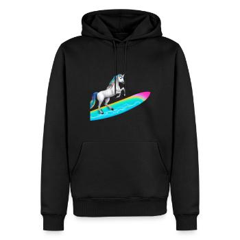 Unicorn Surfing - Men’s Premium Organic Hoodie - black - Front - Nico (187cm)
