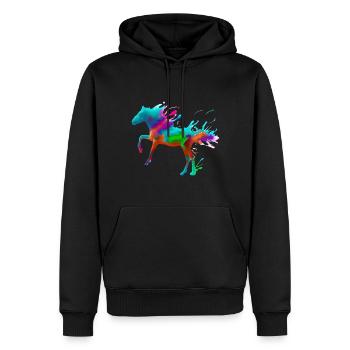 Cheval coloré - Sweat à capuche Premium bio Homme - noir - Devant - Nico (187cm)