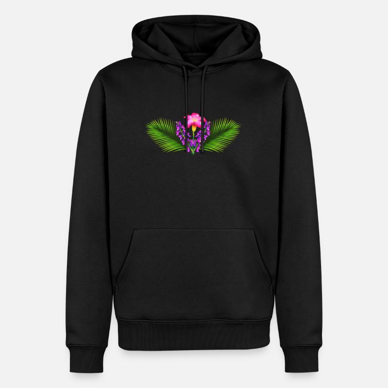 Kleidung mit Blumen - Männer Premium Bio Hoodie - Schwarz