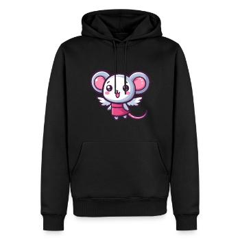 Souris céleste : un petit ange avec des ailes - Sweat à capuche Premium bio Homme - noir - Devant - Nico (187cm)