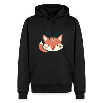 Noël de renne renard - Sweat à capuche Premium bio Homme - noir - Devant - Nico (187cm)