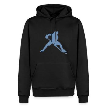 Frosch Eishockeyspieler Silhouette minimalistisch - Männer Premium Bio Hoodie - Schwarz - Vorne - Nico (187cm)