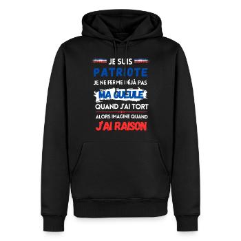 JE SUIS PATRIOTE ... - Sweat à capuche Premium bio Homme - noir - Devant - Nico (187cm)